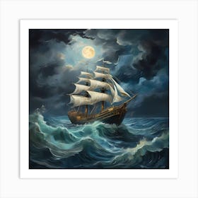 Ship In The Sea Art Print