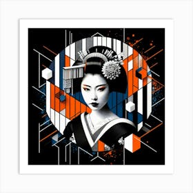 Geisha Minimal Portrait Art Print