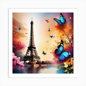 Paris With Butterflies 171 Art Print