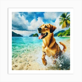 Dog On The Beach 1 Art Print