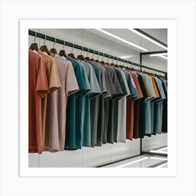 A rack of men's t-shirts Art Print