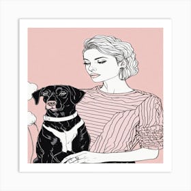 Girl With Dog Art Print