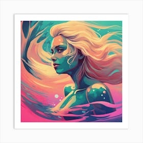 Mermaid in Water Art Print