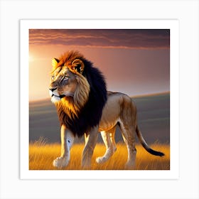 Lion At Sunset Art Print