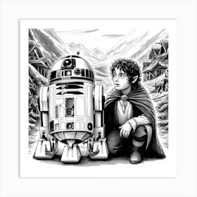 R2 D2 Guides Frodo To Mordor Star Wars Lord Of The Rings Art Print Art Print