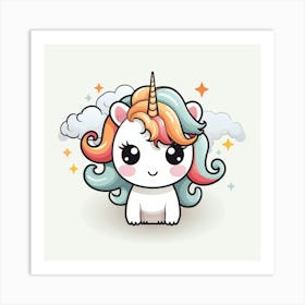 Unicorn With Rainbow Mane 12 Art Print