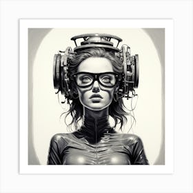 Futuristic Girl With Headphones 3 Art Print