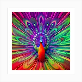 Colorful Peacock Art Print