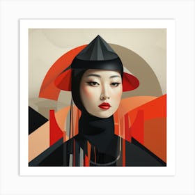 Abstract Bauhaus Mongolian Woman 02 Art Print