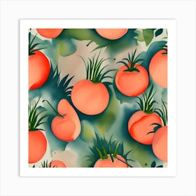 Watercolor Tomatoes Pattern Art Print