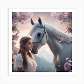 Girl And A Horse 6 Art Print