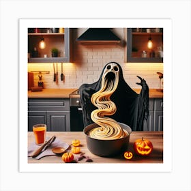 Halloween Ghost In The Kitchen Art Print