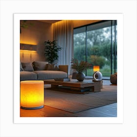 Living Room With A Lamp Art Print