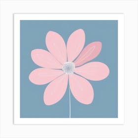 A White And Pink Flower In Minimalist Style Square Composition 238 Art Print
