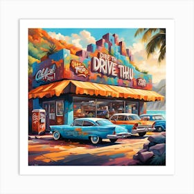 Drive-Thru Coffee Shop Near The Beach Art Print