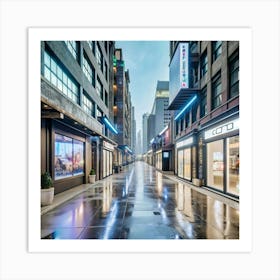 Wet City Street 1 Art Print