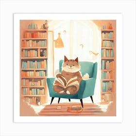 Cat Reading A Book 1 Art Print