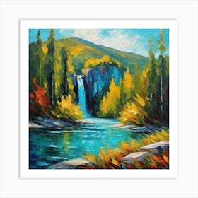 Waterfall In Autumn 11 Art Print