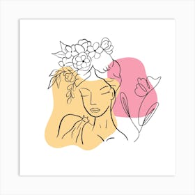 Woman With Flowers In Her Hair 1 Art Print