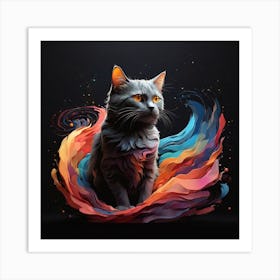 Abstract Cat Art Print