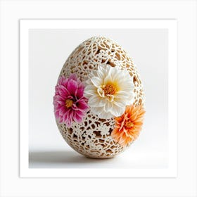 Easter Egg With Flowers Art Print