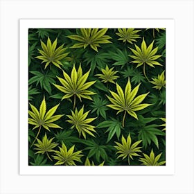 Seamless Pattern Of Marijuana Leaves Art Print