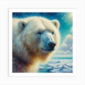 Polar Bear In The Snow Art Print