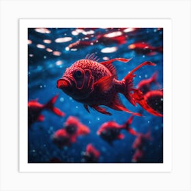 Red Fish In The Sea Art Print