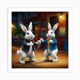 Rabbits Dancing 3 Art Print