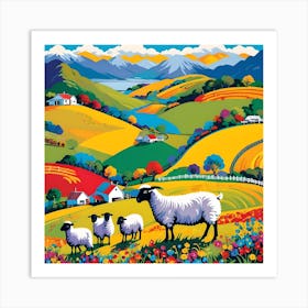 NEW ZEALAND SHEEP FARM Art Print