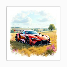 Zenvo Tsr S Amidst A Colorful Watercolor Countryside 1 Art Print