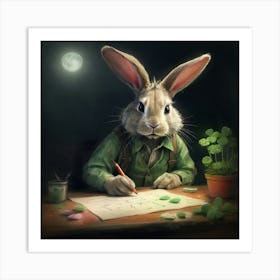 Rabbit Writing 2 Art Print