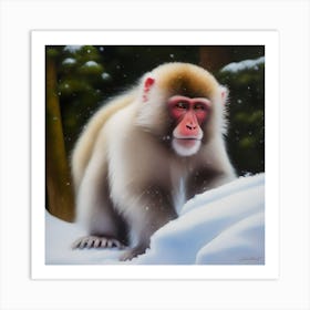 Snow Monkey Art Print