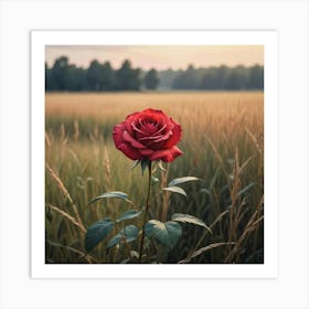Red Rose In The Field Art Print