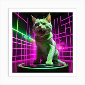 Cat In Neon Light Art Print