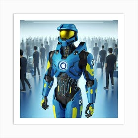 Blue Robot Art Print