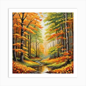 Forest In Autumn In Minimalist Style Square Composition 200 Art Print