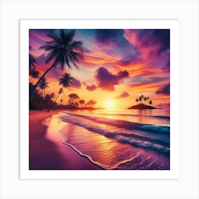 Sunset On The Beach Art Print