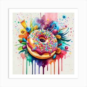 Donuts are an American-origin dessert Watercolor Art Print