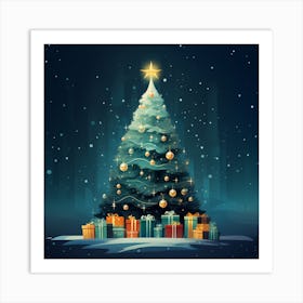 Christmas Tree With Gifts Art Print