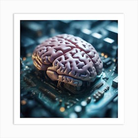 Brain On A Circuit Board 60 Art Print