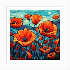 Poppies In The Sky Art Print