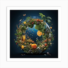 Sphere Of Fruits And Vegetables Art Print