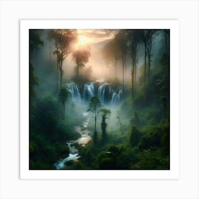 Waterfall In The Forest Art Print