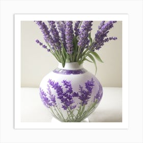 Lavender Flowers In A Vase Art Print