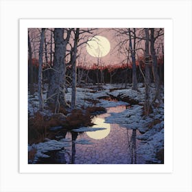 Full Moon In The Woods Art Print