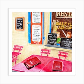 Restaurant In Montmartre Square Art Print