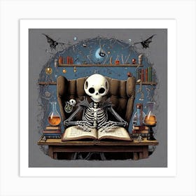 Skeleton Reading Book 3 Art Print