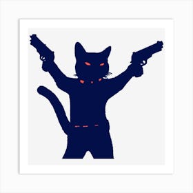 Cat With Guns Art Print