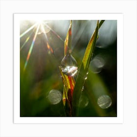 Dew Drop On Grass Art Print